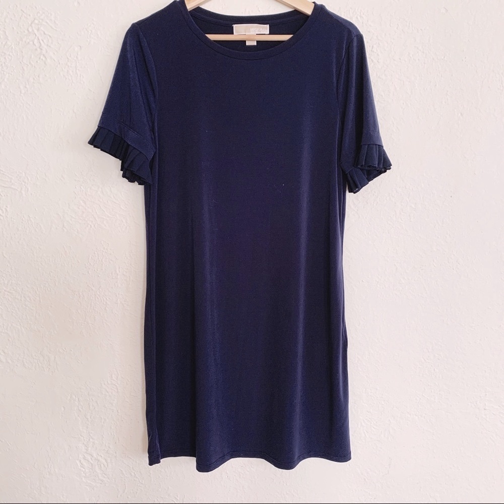 Michael Kors Shift Dress Pleated Sleeves
